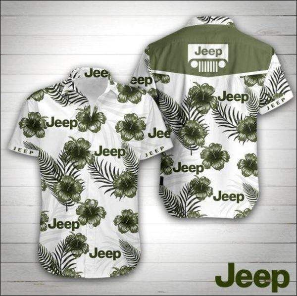 Felacia Jeep Green Hibiscus White Unisex Hawaii Aloha Ha94517