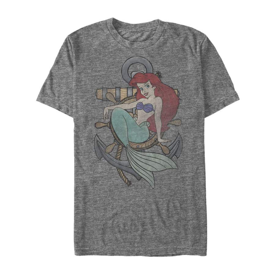 The Little Mermaid Men’s Ariel Ship Anchor  T Shirt