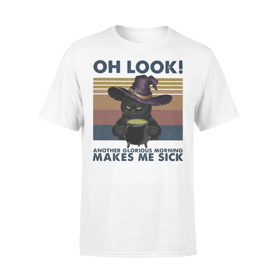 Cat Witch Oh Look Another Glorious Morning Makes Me Sick Vintage Retro T-shirt