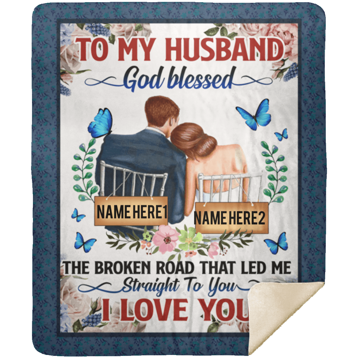 Viticstore™ Personalized to My Husband Broken Road Let Me Straight To You, size large  customized blanket gift for husband, family gift