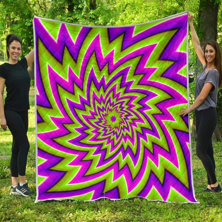 Green Big Bang Moving Optical Illusion Quilt