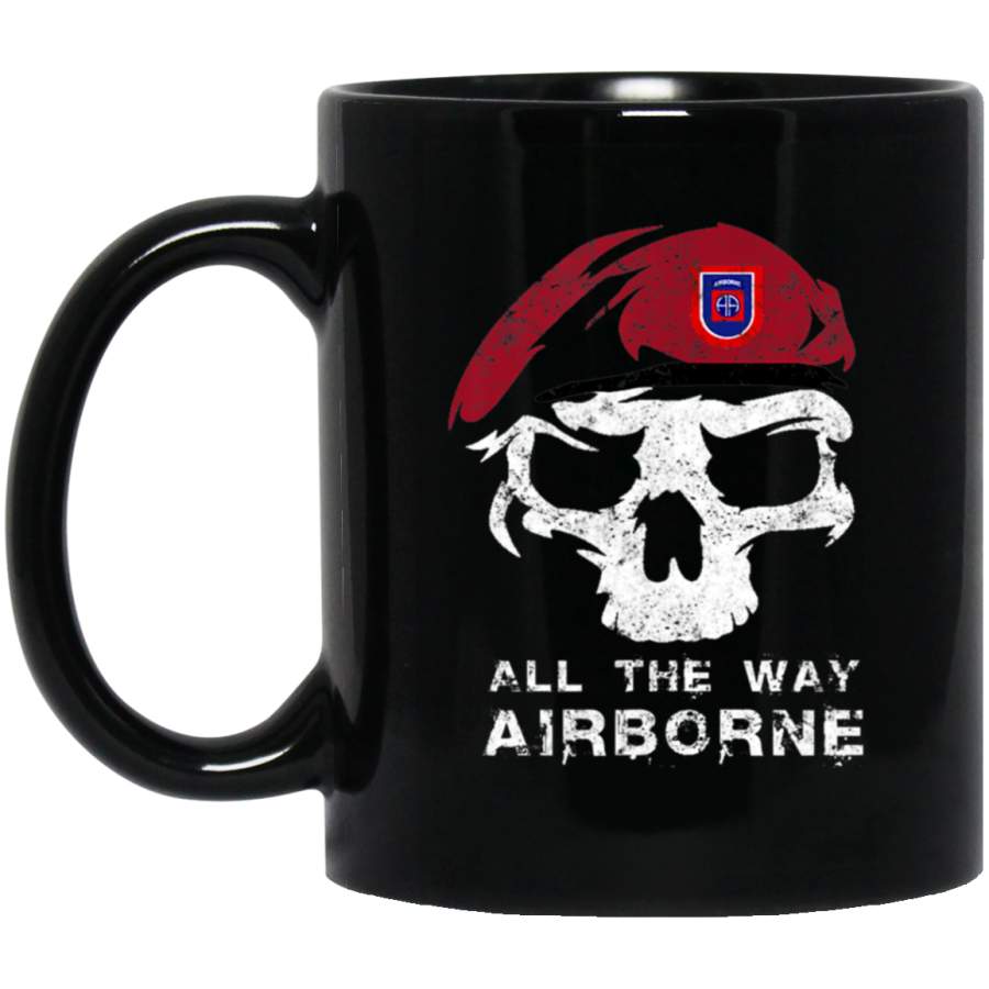 Vintage Army 82nd Airborne All The Way Skull Maroon Beret 11 oz Coffee Mug Tea Cup