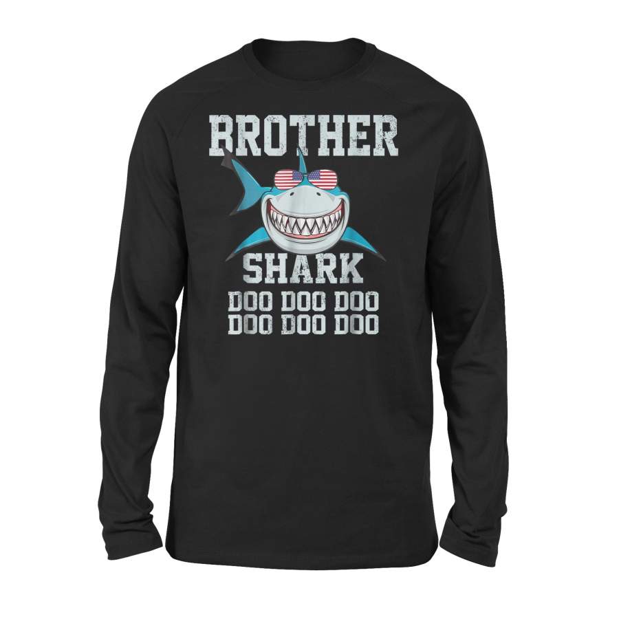 Brother Shark Doo Doo American Flag Premium Long Sleeve T-Shirt