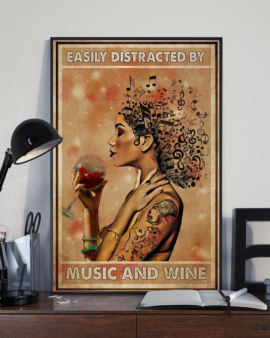 Tattooed Afro Girl Distracted By Music And Wine Canvas Gift for Friend Birthday Gift Warm Home Decor Wall Art Visual Art