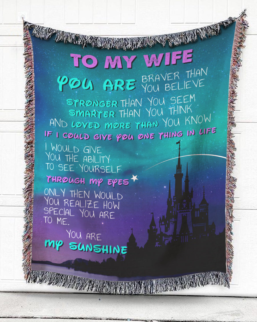 Woven Throw For Husband And Wife Wedding Anniversary Gift, Castle – You’Re My Wife, Cotton Blanket