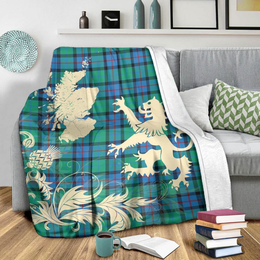 Tartan Blanket Flower Of Scotland Tartan Scotland Lion Thistle Map Plaid Blanket