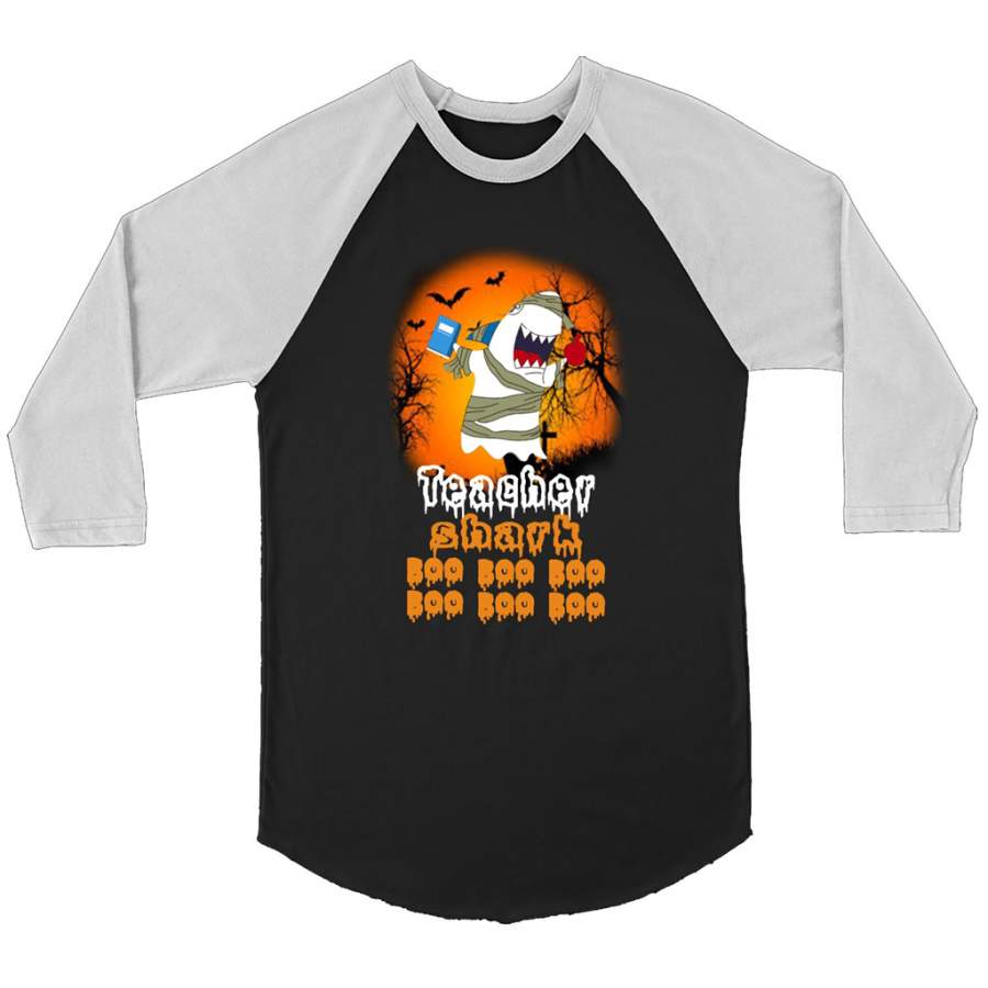 Teacher Shark Boo Boo Boo Boo Boo Boo – Canvas 3/4 Raglan Shirt