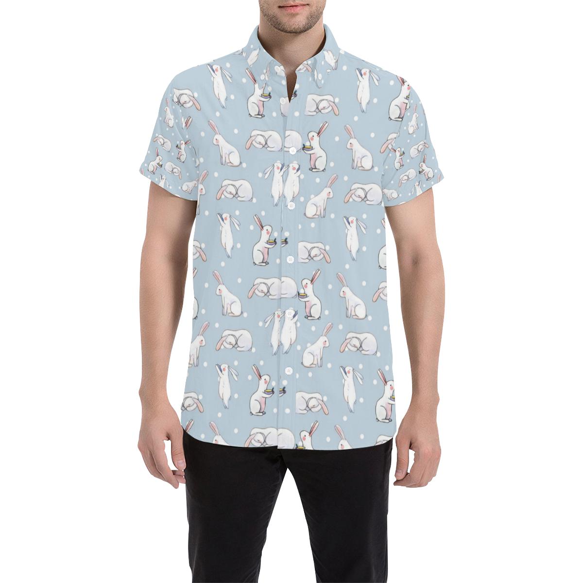 Rabbit Pattern Print Design Rb06 Men Button Up Shirt