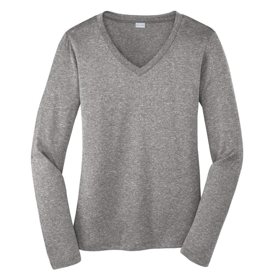 Sport-Tek Women’s Vintage Heather Long Sleeve Heather Contender V-Neck Tee