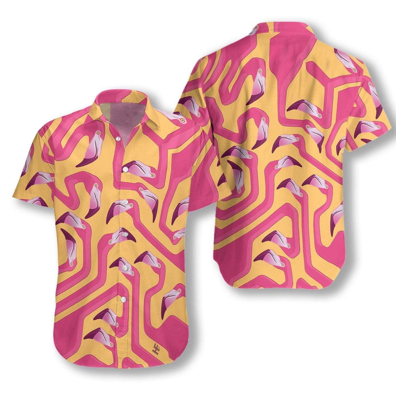 Pinky Flamingo Matrix Hawaii Aloha Shirts Ha39656