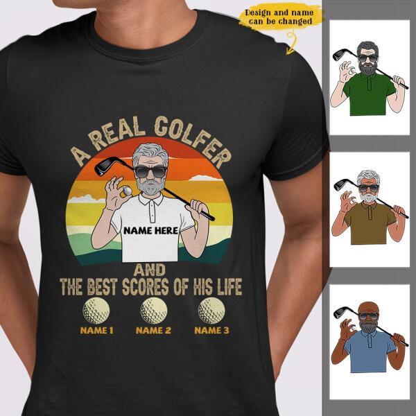 Vintage Retro Best Scores Of Real Golfer Cooler Gift For Father’s Day Custom Style & Name Personalized Shirt