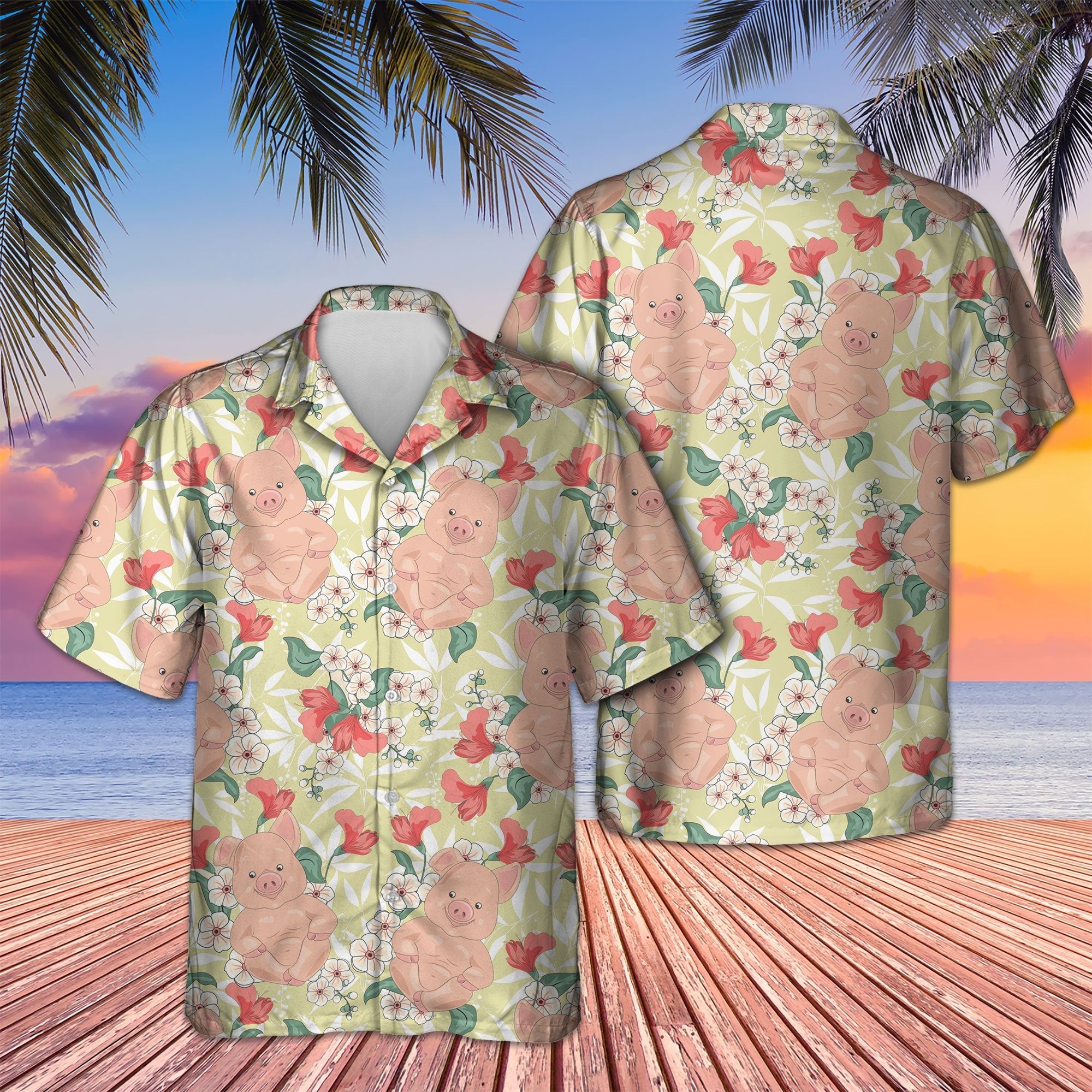 Pig Vintage Floral Hawaii Hawaii Shirt For Men Women Ha46946