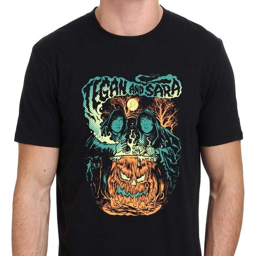 Details About TEGAN AND SARA Halloween Illustration Art T-Shirt Men’s Black