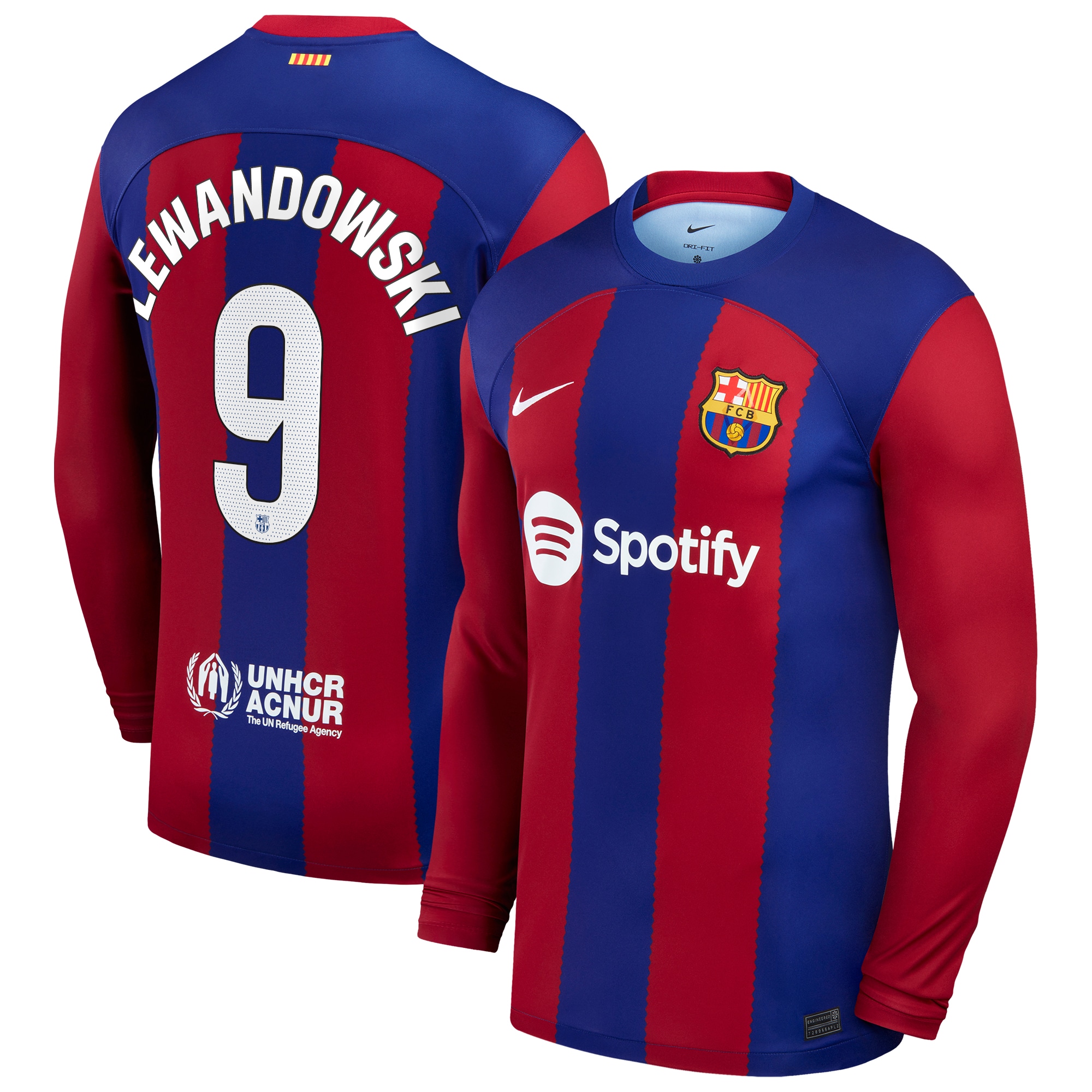 Robert Lewandowski Barcelona 2023/24 Home Replica Long Sleeve Jersey – Royal