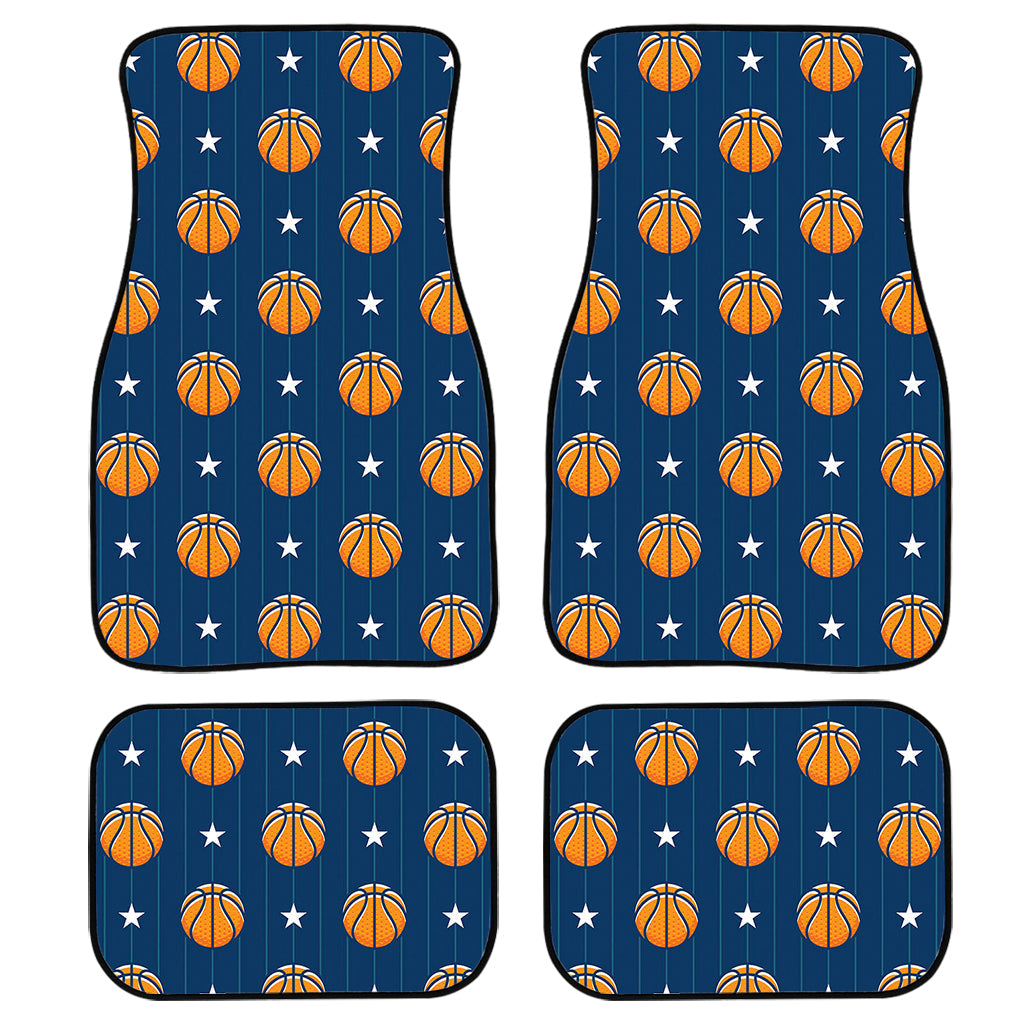 Basketball And Star Pattern Print Front And Back Car Floor Mats, Front Car Mat