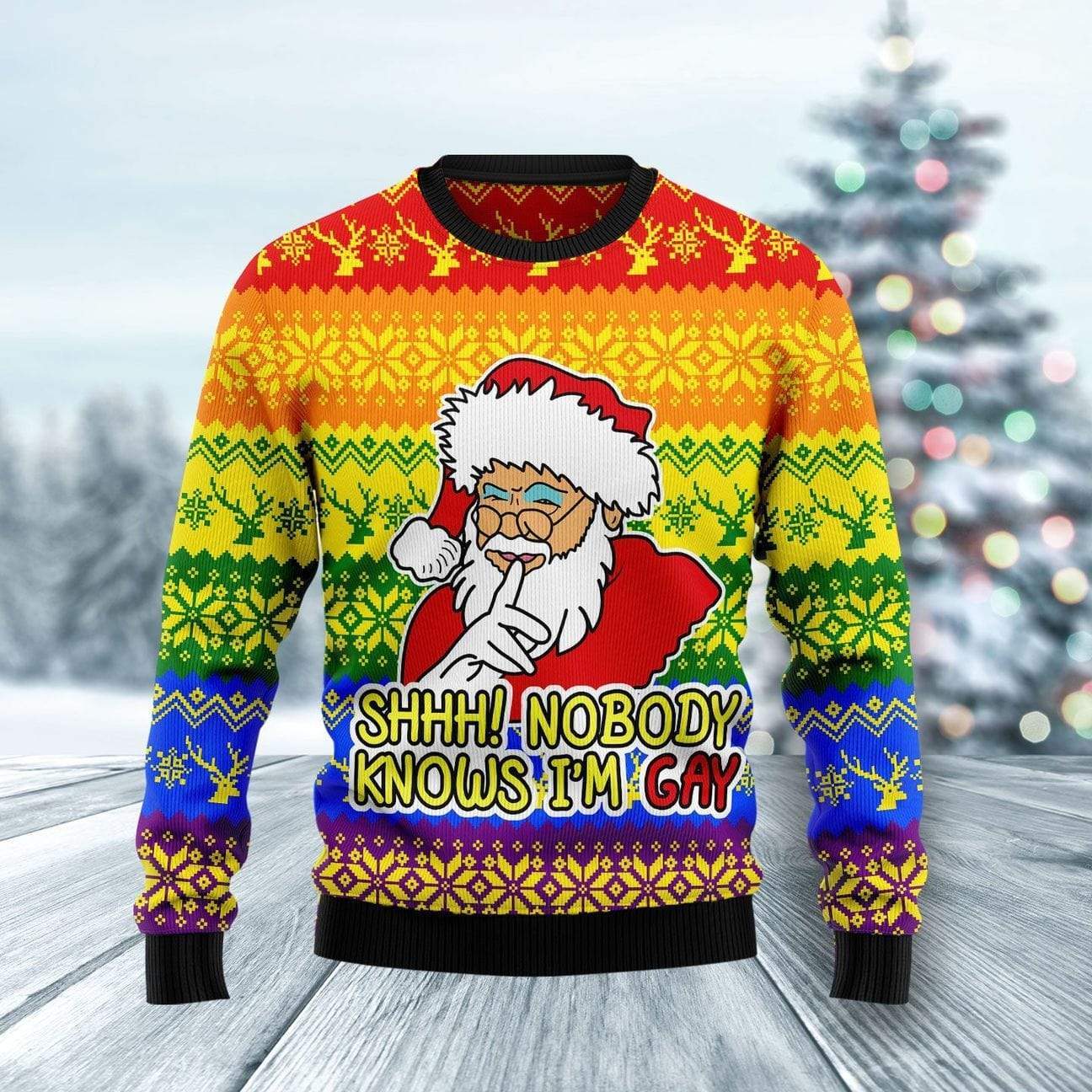 LGBT+ Christmas Nobody Knows I’m Gay Santa Claus Sweater #L