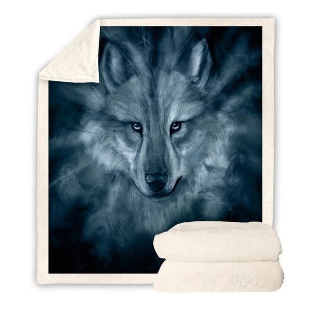 Plush Grey Wolf Blanket Quilt