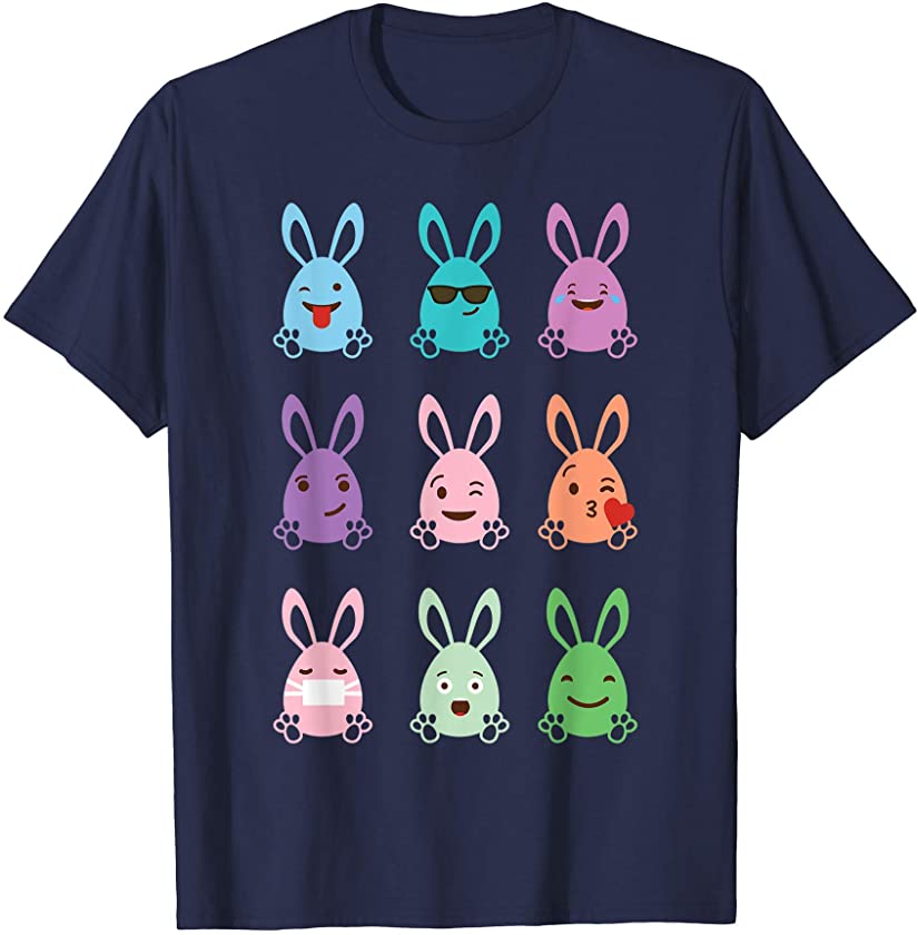 Easter 2021 Egg Hunt Sunday Bunny Face emoticon easter kids T-Shirt