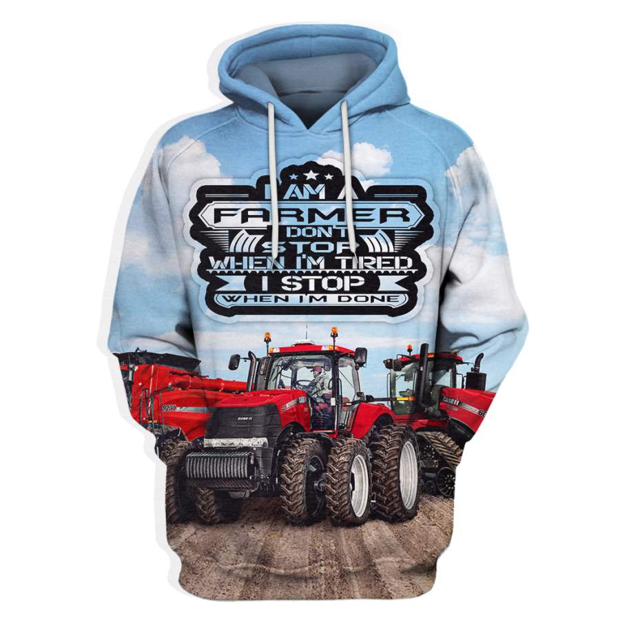 3D All Over Print Tractor Hoodie