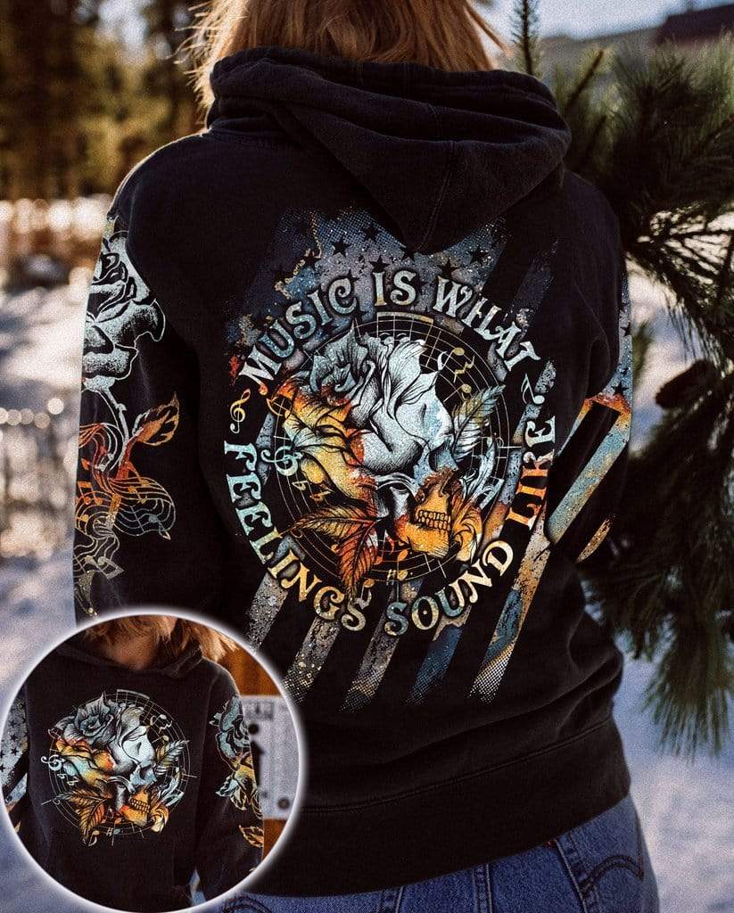 Skull Rose VintageMusic is what feelings sound like Hoodie #KV