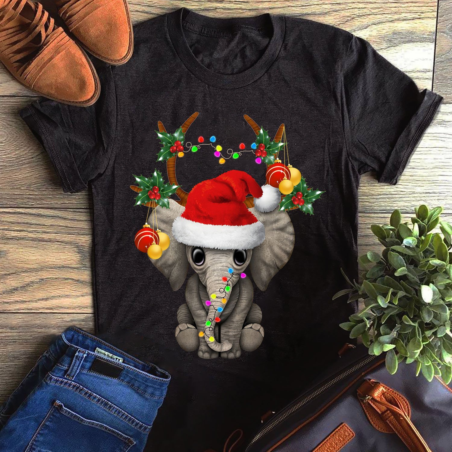 Funny Cute Elephant Christmas Gift Unisex T-Shirt Hoodie Sweatshirt Plus Size S-5Xl