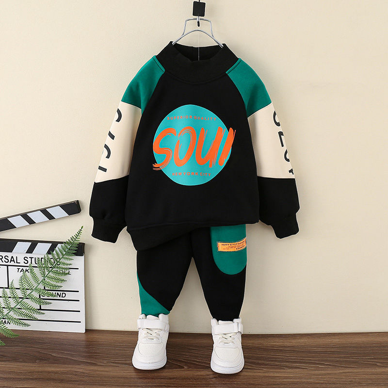 Children’s Fleece Sweater Suit Autumn and Winter New Fashion Children’s Warm Clothing 2-8 Years Old Kids Clothes Boys alx