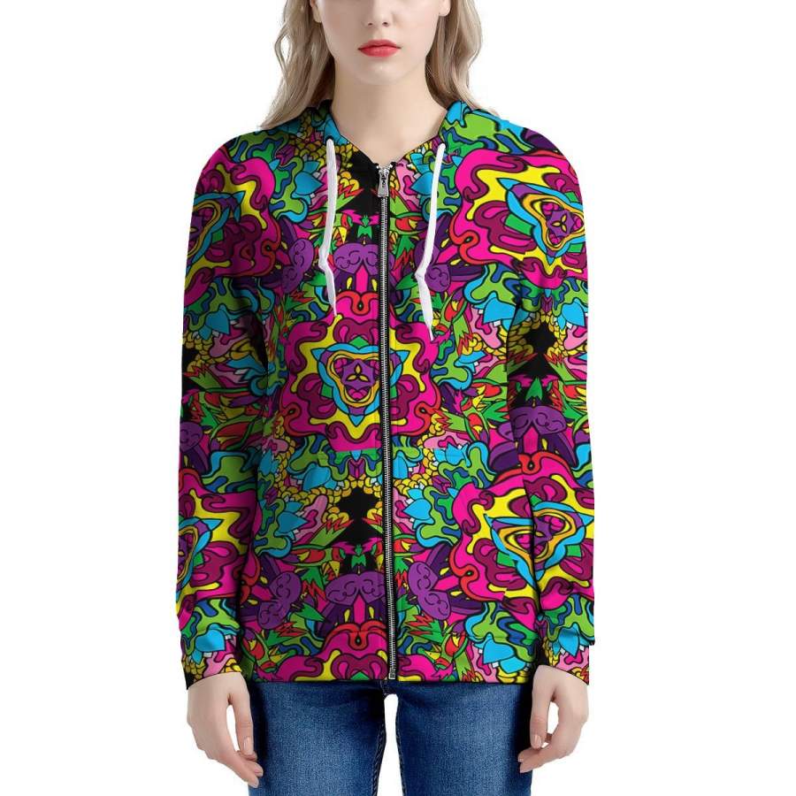 Animal Hippie Psychedelic Women’s Zip Up Hoodie