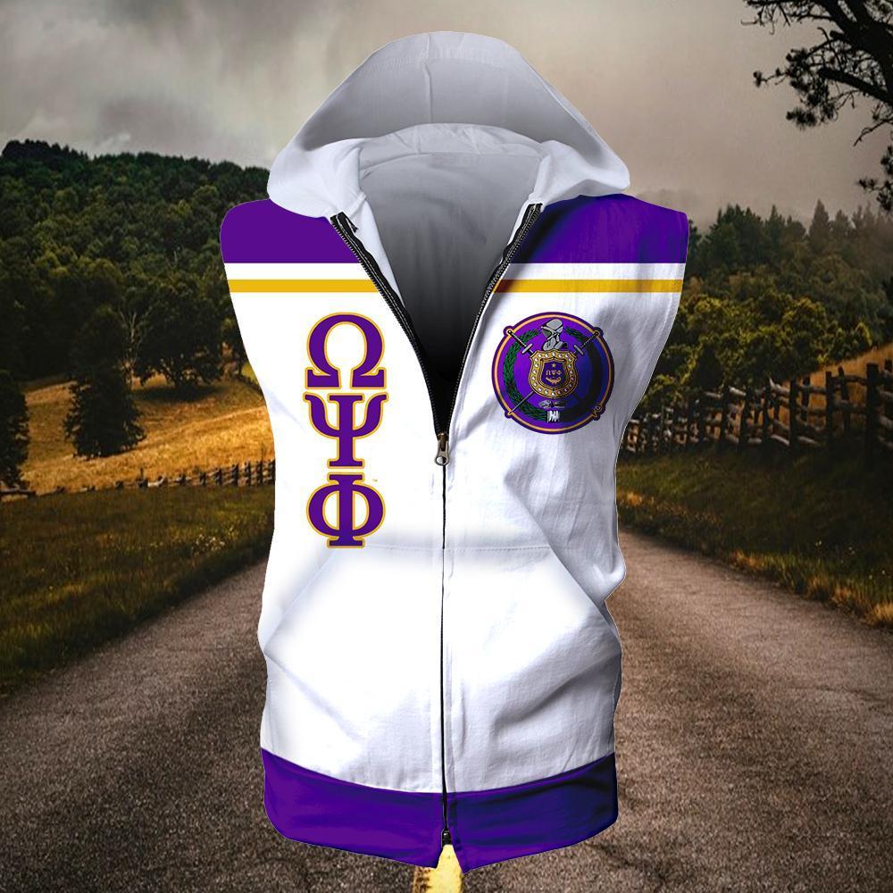 Omega Psi Phi Sleeveless Zip Hoodie 04062020