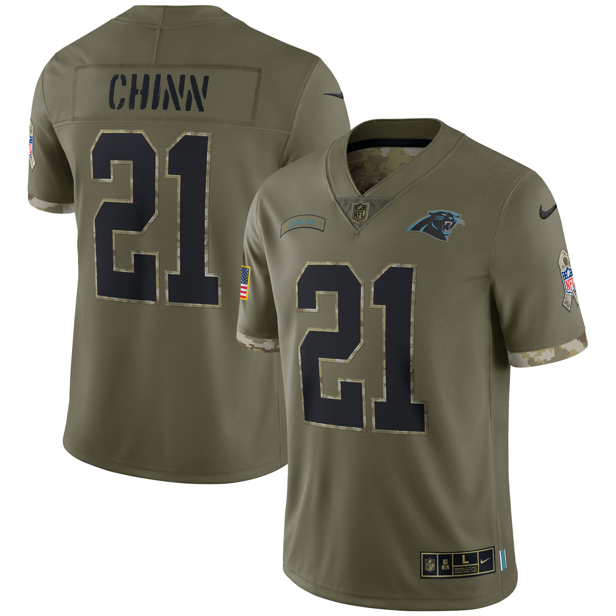 Men’s Carolina Panthers Olive 2022 Salute To Service Limited Jersey