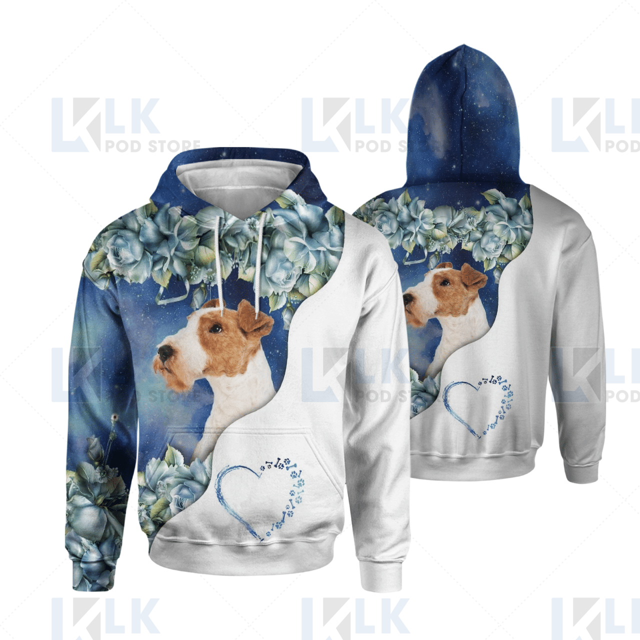 WIRE FOX TERRIER – HOODIE Half Curse Flower 3 [ID3-T]