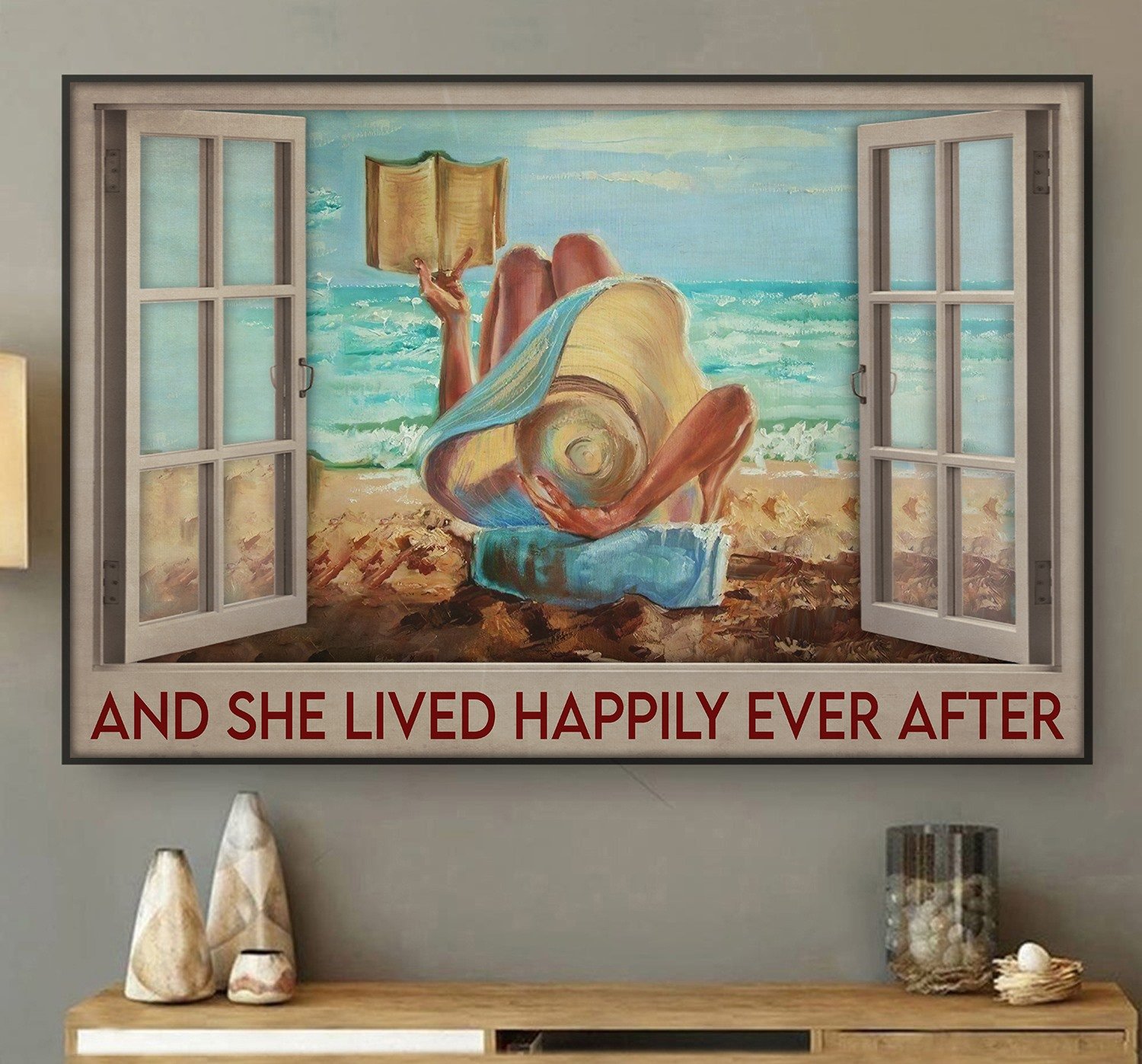 And She Lived Happily Ever After Canvas Gift for Friend Birthday Gift Warm Home Decor Wall Art Visual Art