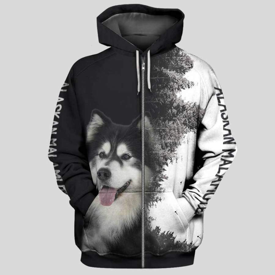 ALASKAN MALAMUTE 3D Zip Hoodie and T-shirt Full Printing