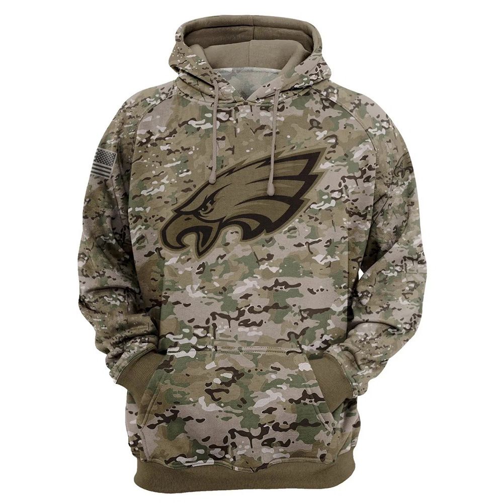 Camo Philadelphia Eagles Sweatshirt Unisex Cashmere Salute to Service Hoodie T-Shirt