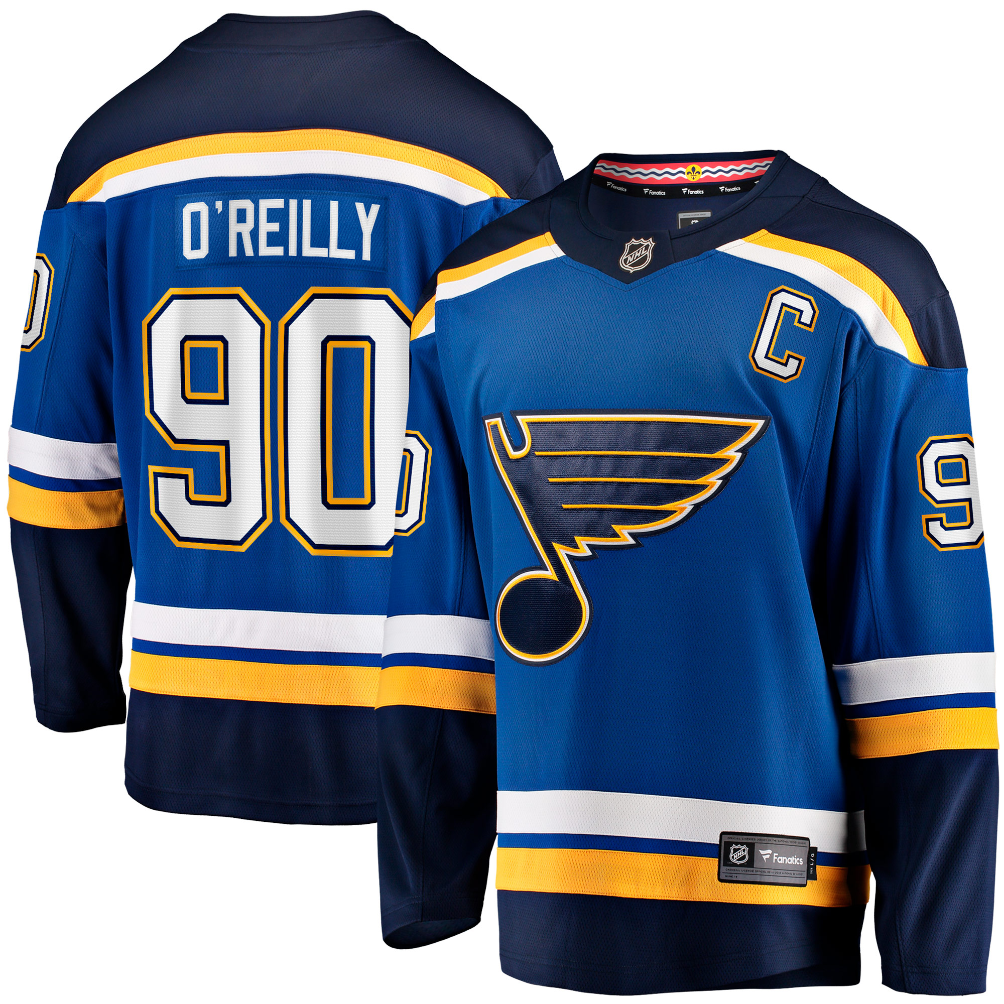 Ryan O'Reilly St. Louis Blues Branded Home Captain Premier Breakaway Player Jersey – Blue