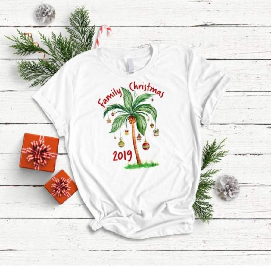 Tropical christmas shirts, christmas on the beach, christmas palm tree, family christmas shirts, christmas matching shirts t-shirt, family christmas pajamas 2019 - GST - Onlytee Christmas Gift