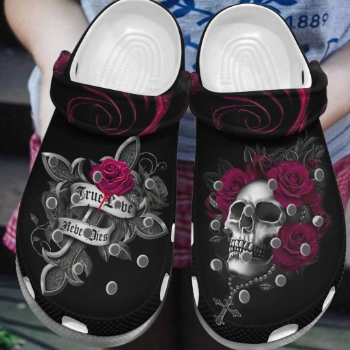 Skull True Lover Never Dies Personalized Name Clog Shoes