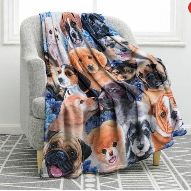 Puppy Collage CLA2612465F Sherpa Fleece Blanket