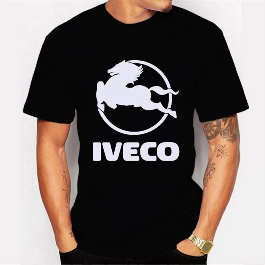 2017 Newest Men Fashion Horse Letters Iveco Design T Shirt Novelty Tops Gentleman Custom Printed Short Sleeve Tees