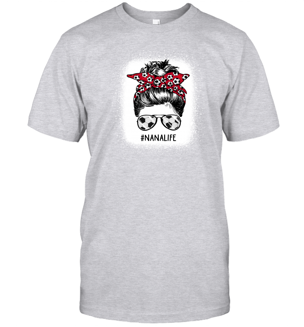 Bleached Soccer Nana Messy Bun Soccer Lover Mothers Day Shirt