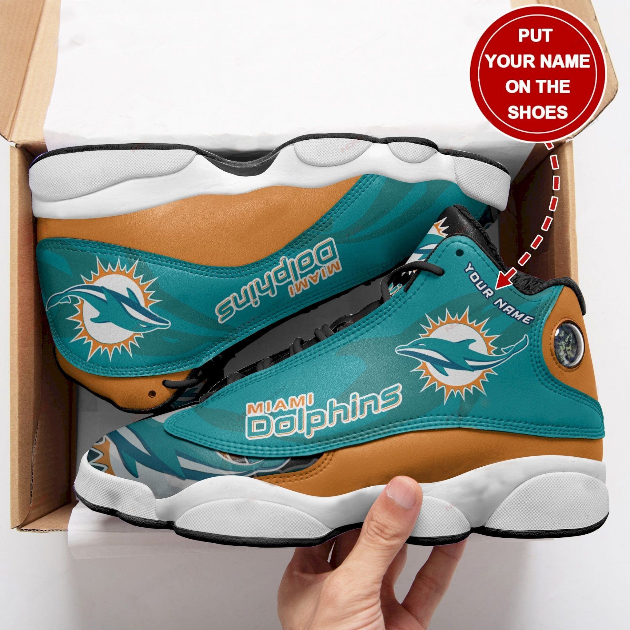 Miami Dolphins  Air Jordan 13 Sneakers Sport Shoes For Fan Sneakers For Men For Women