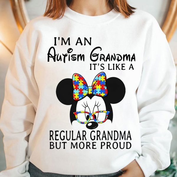 Autism Grandma Sweatshirt For Women Autism Awareness Shirts Minnie Mouse Gifts Idea For Mom Ht