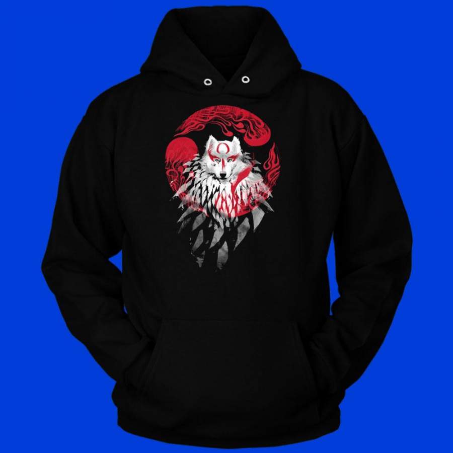 Okami Wolf Symbol Logo Men'S Hoodie - Redditprint Store