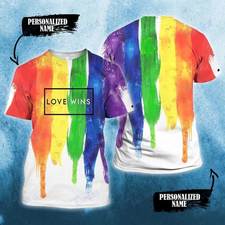 Personalized Lgbt Love Wins Neon Color Custom Name 3D All Over Printed Shirt, 3D T Shirt For Gaymer