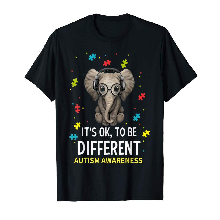 It’s Ok To Be Different Elephant Autism Awareness T-Shirt