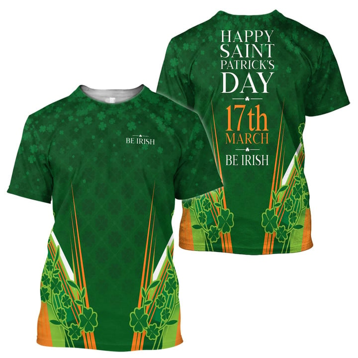 Happy Saint Patrick’S Day 17Th March Be Irish All Over Print 3D Shirt