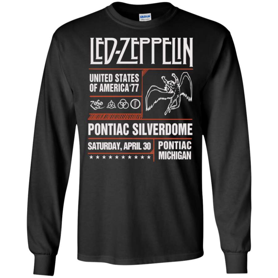 Led Zeppelin Pontiac Silverdome Black Long sleeves T-Shirt