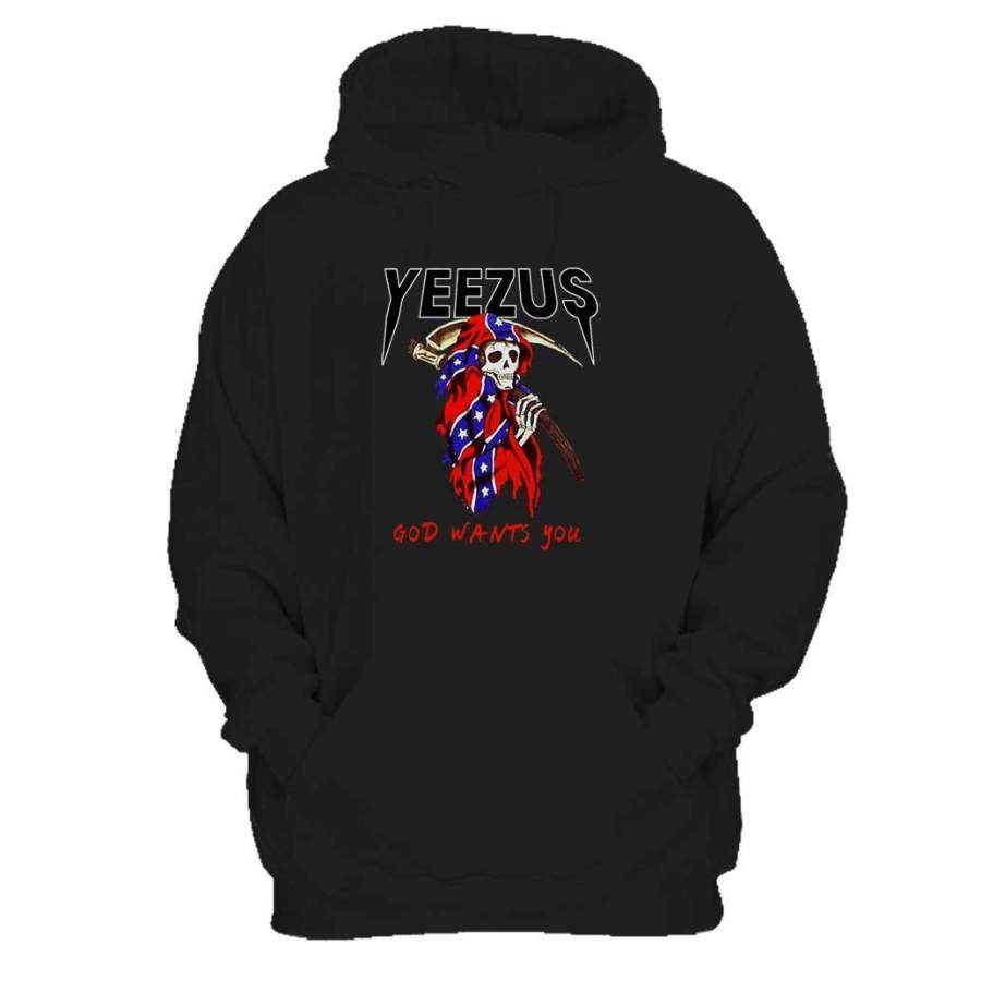 Yeezus Grim Reaper God Wants You Skull Poster Kanye West Man’s Hoodie