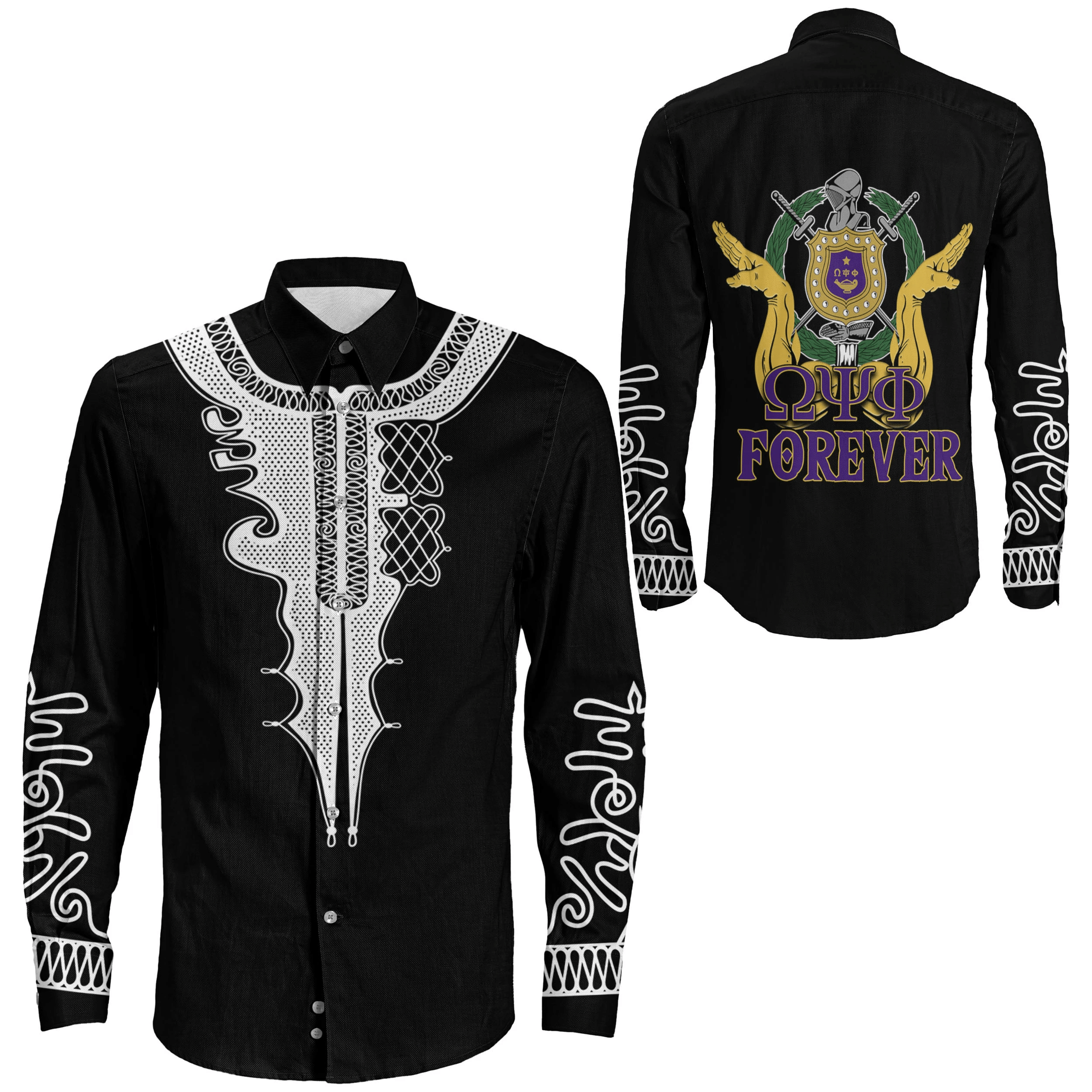 Getteestore Shirt – Omega Psi Phi Forever Long Sleeve Button Shirt A31