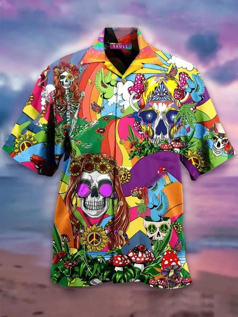 Skull Hippie Multicolor Unique Design Hawaii Shirt Ha13512