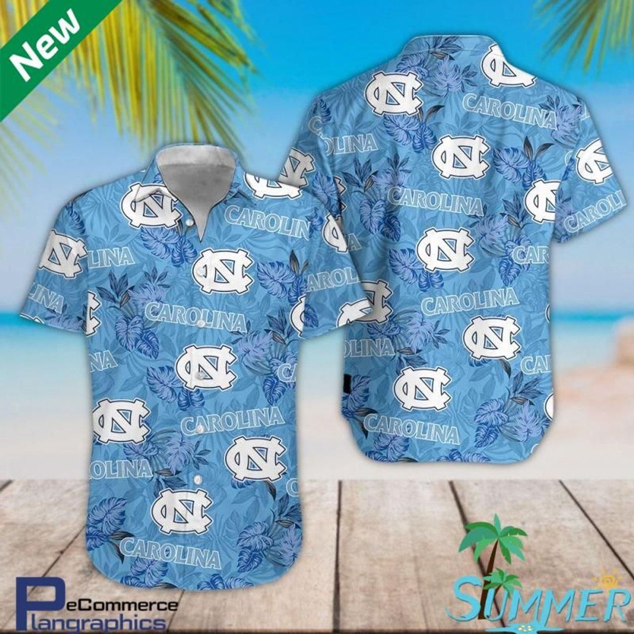 NCCA North Carolina Tar Heels Blue Hawaiian Shirt